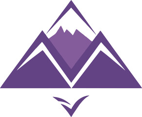 Letter M creative simple line art mountain logo. LOGO Purple Volcano Mountain. Isolated Vector Illustration