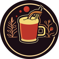 Vector white and brown vintage beer logo isolated on brown background for brew house, bar, pub, brewing company branding and identity.