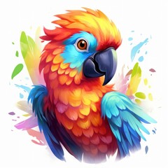 blue and yellow macaw parrot Illustration-Generative AI
