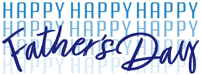 Happy Father's Day Text in Blue on White Transparent Background
