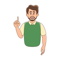 Bearded man character pointing his finger. Suitable to use for father day, teacher, presentation theme.
