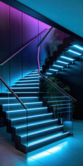 Mesmeric Glow: Cutting-Edge Programmable Lighting Fixtures for Contemporary Staircases
