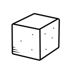 White cube tofu vector icon illustration isolated on square white background. Simple flat minimalist black outlined cartoon art style food drawing.