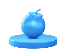 3d illustration icon of Bomb with circular or round podium