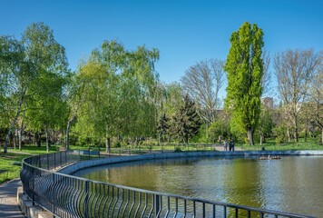 Big pond in the Victory park in Odessa, Ukraine.