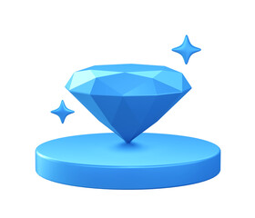 3d illustration icon of Diamond with circular or round podium