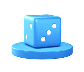 3d illustration icon of Dice with circular or round podium