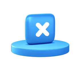 Obraz premium 3d illustration icon of x close exit with circular or round podium
