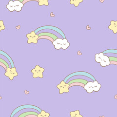 seamless pattern of star , rainbow , and little heart.