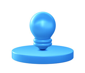 3d illustration icon of Light Bulb with circular or round podium