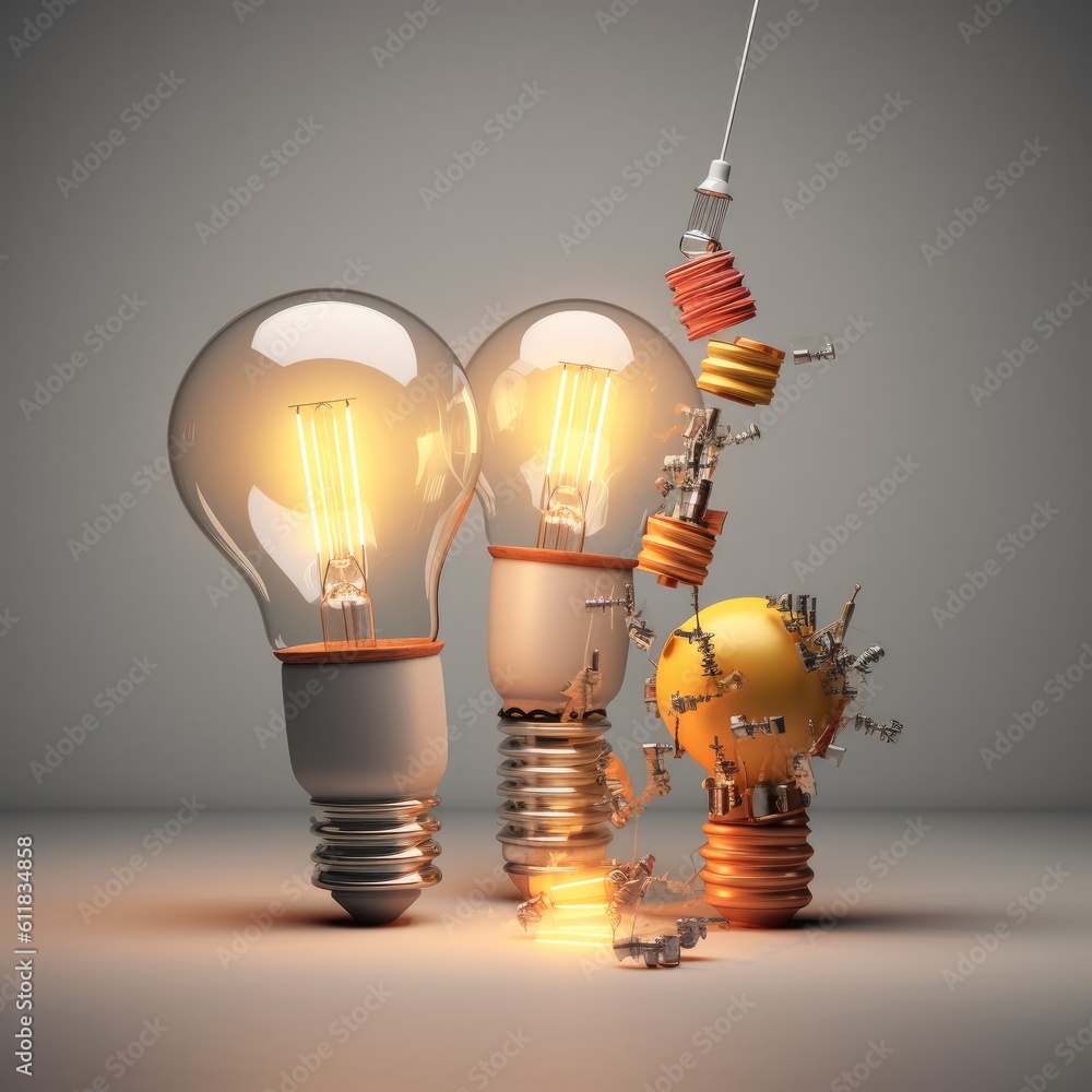 Poster idea concept with innovation and inspiration, creative light bulb explodes with colorful paint, ai g