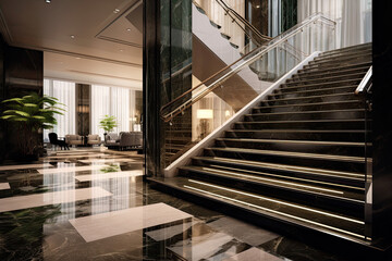 Sparkling Elegance: Creating a Refined Ambiance with Modern Staircase Lighting in a Luxury Hotel Lobby
