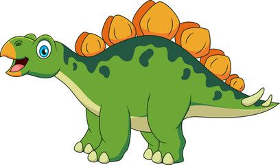 Cute stegosaurus  cartoon smiling. Cute dinosaur cartoon illustration