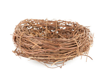 Empty nest isolated on white background