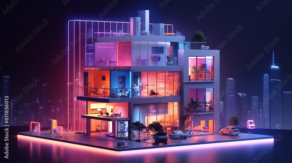 Poster smart home management system using augmented reality, future concept. generative ai