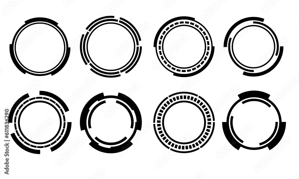 Aufkleber set of sci fi black circle user interface elements technology futuristic design modern creative on w