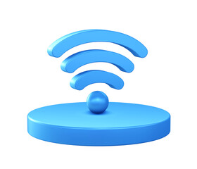 3d illustration icon of Wifi internet network hotspot with circular or round podium