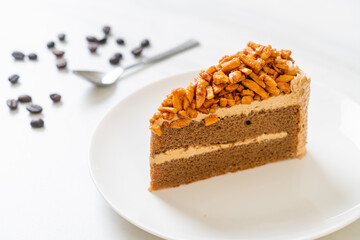 coffee almonds cake on plate