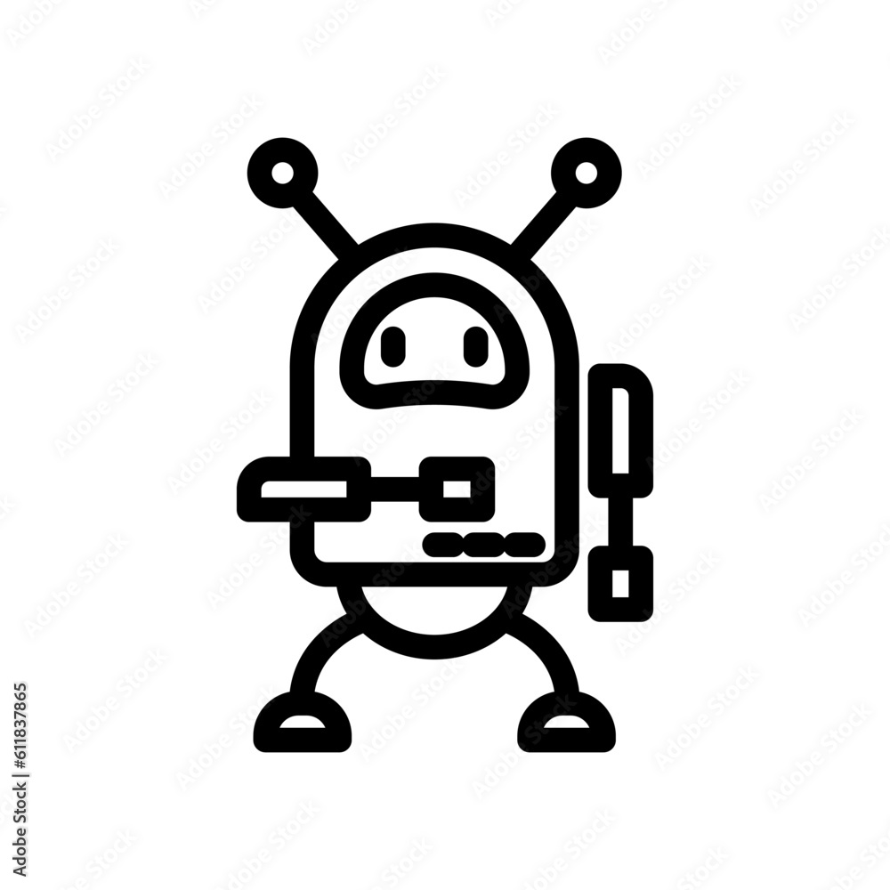 Poster robot icon in trendy line style design. vector graphic illustration. robot symbol for website, logo,
