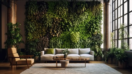 Fototapeta premium fake wall featuring indoor plants Generative AI