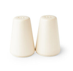 Ceramic salt and pepper shakers isolated on white background