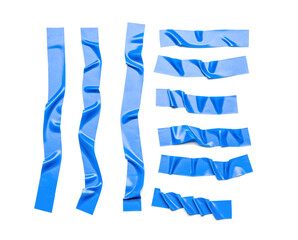 Blue adhesive tapes on white background
