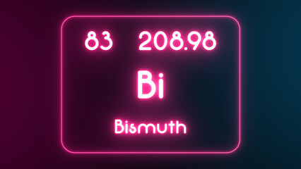 Modern periodic table Bismuth element neon text Illustration