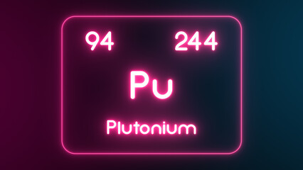 Fototapeta premium Modern periodic table Plutonium element neon text Illustration