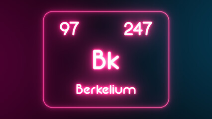 Modern periodic table Berkelium element neon text Illustration