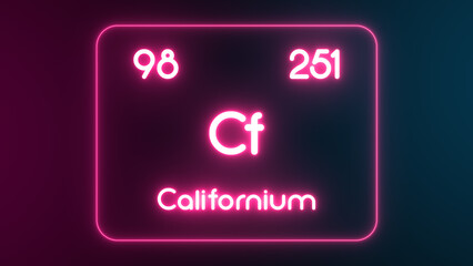 Modern periodic table Californium element neon text Illustration