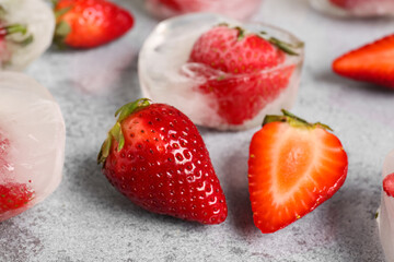 Fresh strawberry on grunge background