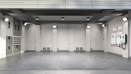 Obraz premium Interior home garage with ev charger