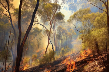 Fototapeta premium Huge forest fire, Generative AI