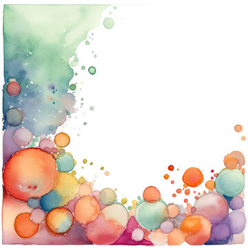 a cluster of floating abstract watercolor floating bubbles, isolated on a transparent background, generative ai