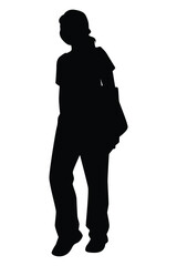Woman silhouette vector on white background ,people in black and white, illustration for creative content.