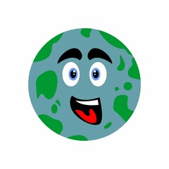 Illustration of the smiling planet Earth on white