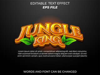 jungle king text effect, font editable, typography, 3d text. vector template