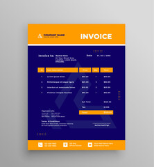 Naklejka premium Corporate modern invoice design template set with blue and yellow colors.