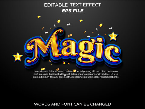 magic text effect, font editable, typography, 3d text. vector template