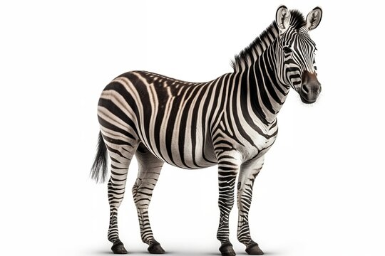Full body zebra isolated on white background, Generative AI