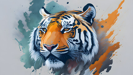 Watercolor Splash Tiger, Generative AI