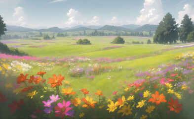 Fototapeta na wymiar meadow with flowers