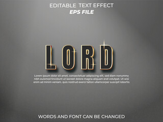 lord text effect, font editable, typography, 3d text. vector template