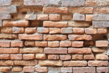 Texture of a dilapidated old brick wall.