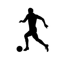 Soccer1. Soccer player. Soccer player silhouette. Black and white soccer player illustration.