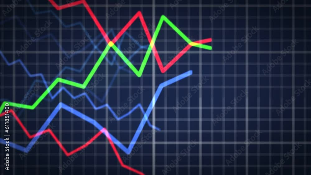 Aufkleber abstract growing and falling financial graph chart background in motion.