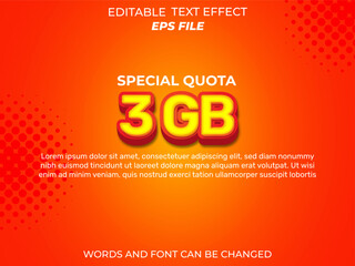 3 gb text effect, font editable, typography, 3d text. vector template