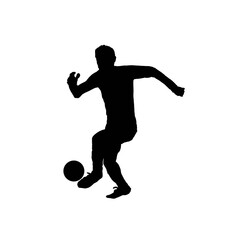 Fototapeta na wymiar Soccer player and the ball. Soccer player silhouette.