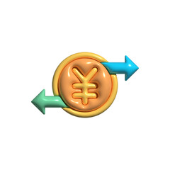 Vector Yuan Coin exchange concept with arrows on white background. Currency exchange and payment concept. High quality 3D render