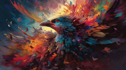 Abstract colorful background with bird 